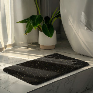 Alfombrilla De Baño Purpurina dorada y destellos en negro