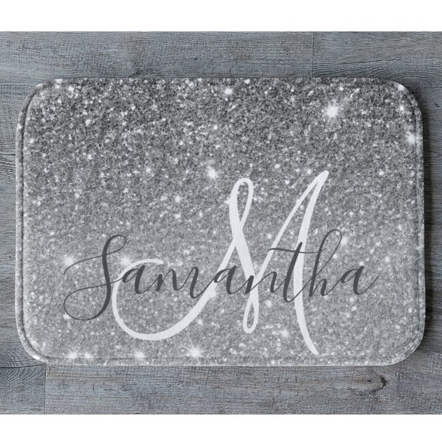 Alfombrilla De Baño Purpurina Gris moderno marca nombre personalizado (Subido por el creador)