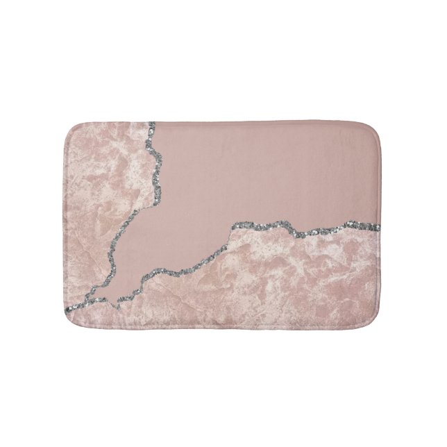 Alfombrilla De Baño Purpurina Metalizado cepillado rosado plateado (Anverso)