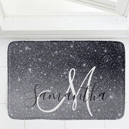 Alfombrilla De Baño Purpurina negro moderno marca nombre personalizado