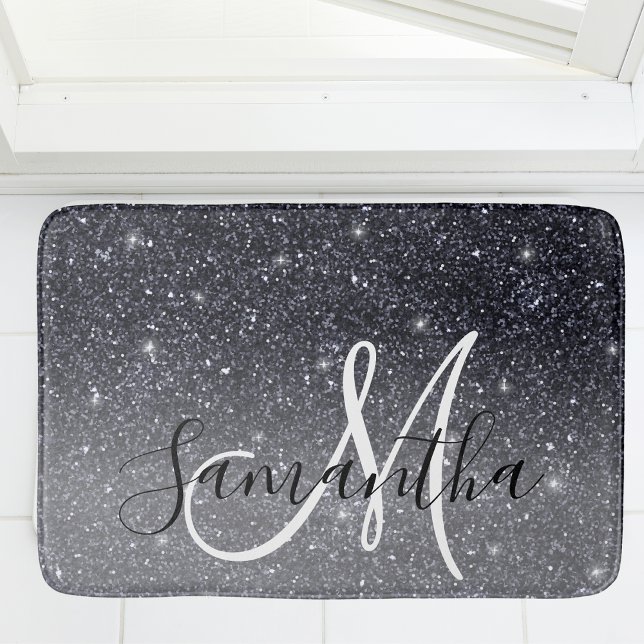 Alfombrilla De Baño Purpurina negro moderno marca nombre personalizado (Subido por el creador)