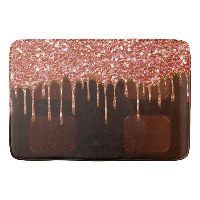 Alfombrilla De Baño Purpurina rosa Chocolate Drip Azúcar dulce Girly (Anverso)