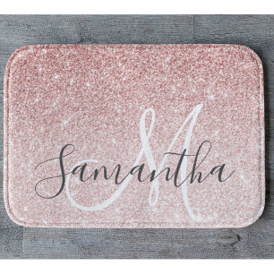 Alfombrilla De Baño Purpurina rosa moderno marca nombre personalizado