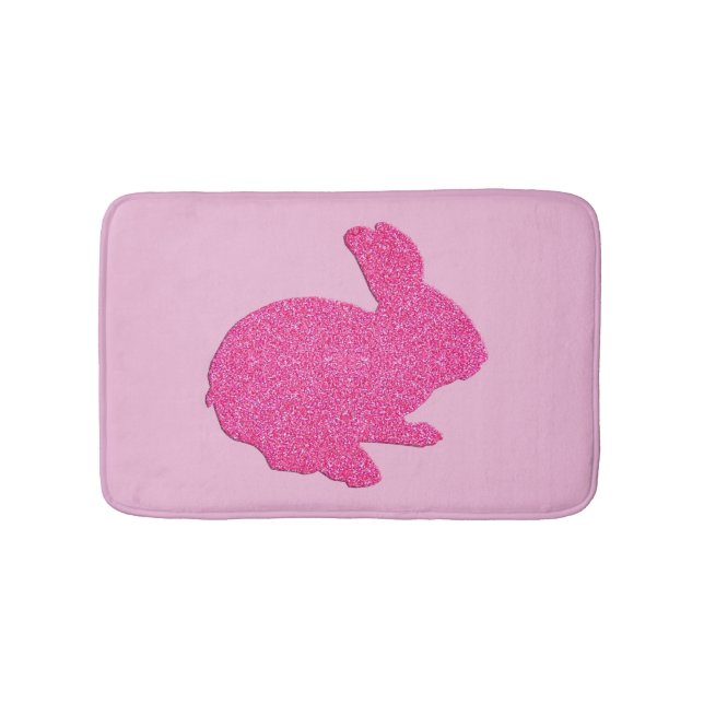 Alfombrilla De Baño Purpurina rosa Silhouette Bunny Rabbit Bath Mat (Anverso)