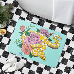 Alfombrilla De Baño Python albino blanco amarillo