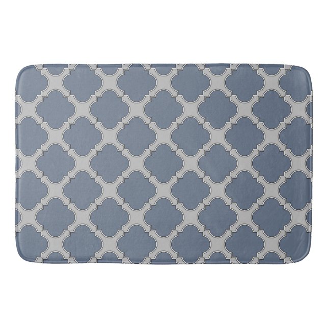 Alfombrilla De Baño Quatrefoil azul-gris (Anverso)