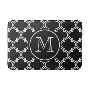 Alfombrilla De Baño Quatrefoil blanco y negro
