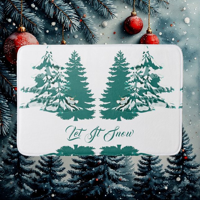 Alfombrilla De Baño Que nieve acuarela Navidades de invierno Woodland (Let it Snow Watercolor Winter Christmas Woodland Bath Mat)
