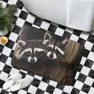 Alfombrilla De Baño Raccoons Brown Cute Tree