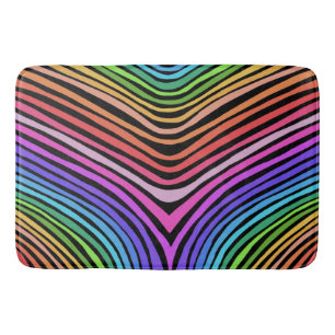 Alfombrilla De Baño Raibow rayas curvas líneas en negro