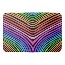 Alfombrilla De Baño Raibow Stripes Curvas de líneas en negro