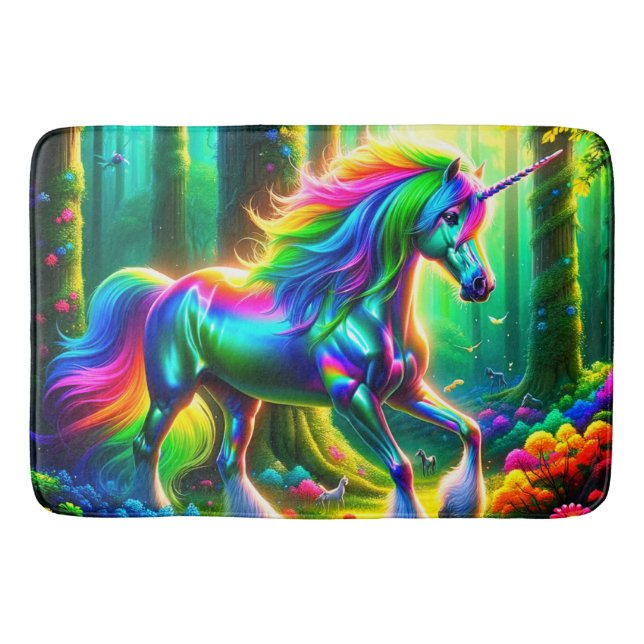 Alfombrilla De Baño Rainbow Unicorn (Anverso)