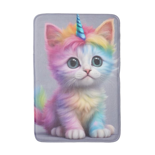 Alfombrilla De Baño Rainbow Unicorn Kitten (Frente vertical)