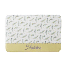 Alfombrilla De Baño Rama de olivo con patrón de monograma en verde sal