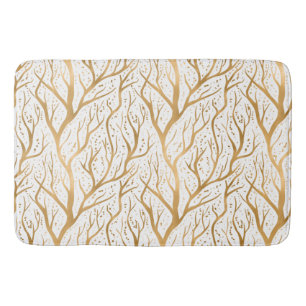 Alfombrilla De Baño Ramas de árbol dorado - cambiar el color de fondo