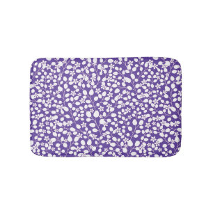 Alfombrilla De Baño Ramas florales de flores blancas y violeta ultra