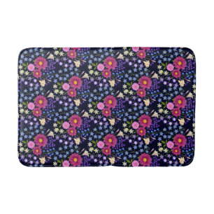 Alfombrilla De Baño Ramo de flores azul oscuro