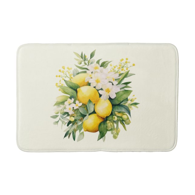 Alfombrilla De Baño Ramo de limón con flores blancas (Anverso)
