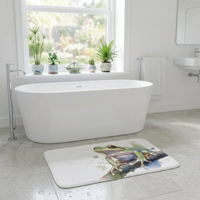 Alfombrilla De Baño Rana Cute Watercolor Tree (Subido por el creador)