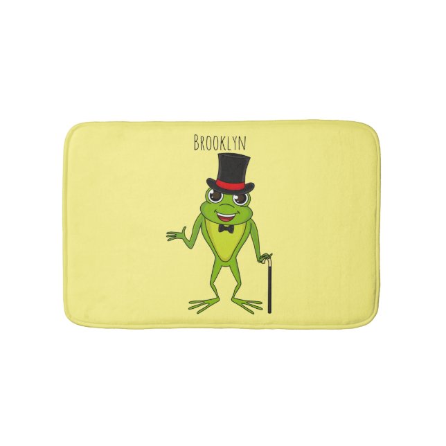 Alfombrilla De Baño Rana divertida con personalizado de sombrero super (Anverso)