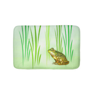 Alfombrilla De Baño Rana verde princesa adorable con un baño