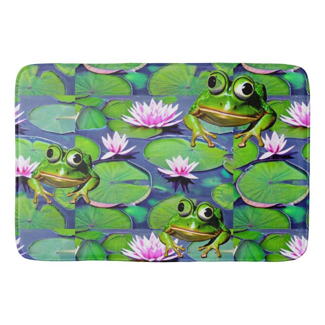 Alfombrilla De Baño Ranas De Lotus Y Lily Pad (Anverso)