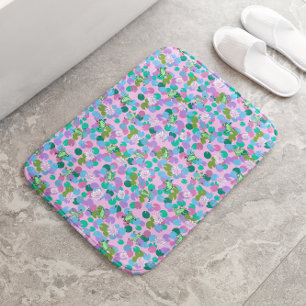 Alfombrilla De Baño Ranas rosadas y verdes y limarrones pasteles Girly