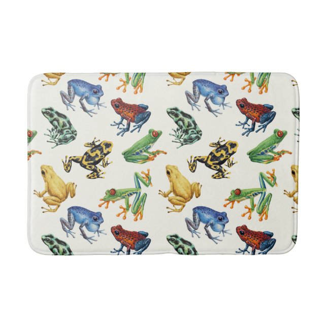 Alfombrilla De Baño Ranas sobre blanco natural (Anverso)