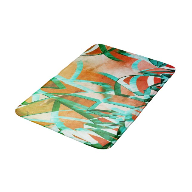 Alfombrilla De Baño Rasas azules o cian sobre un naranja rústico rojiz (Angular)