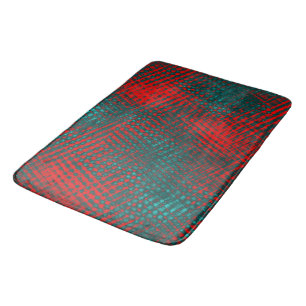 Alfombrilla De Baño Rasgos cruzados rojos sobre el cyan carbonizado