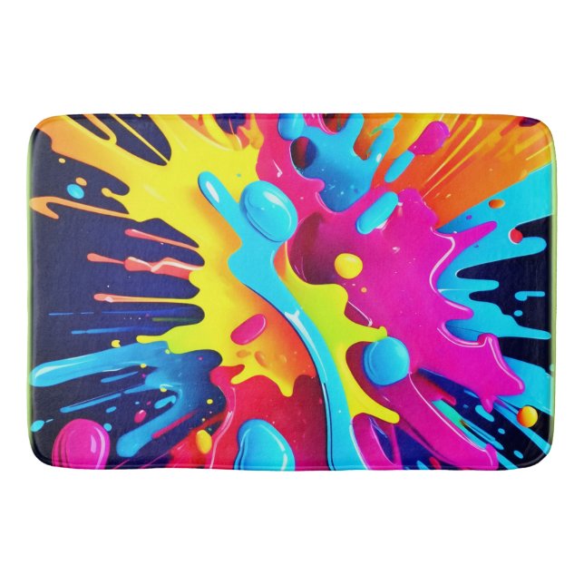 Alfombrilla De Baño Rasgos de pintura fluorescente dinámica (Anverso)