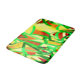 Alfombrilla De Baño Rasgos verdes sobre la imagen roja, con llovizna