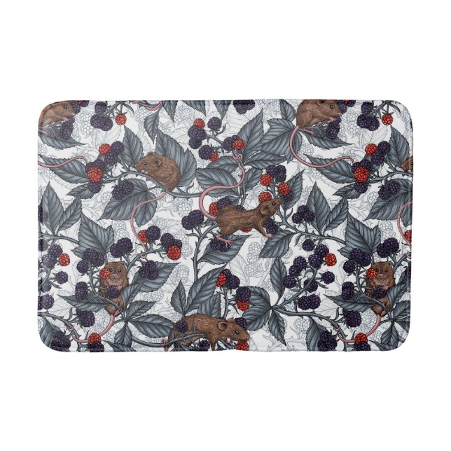 Alfombrilla De Baño Ratones y moras blancas (Anverso)