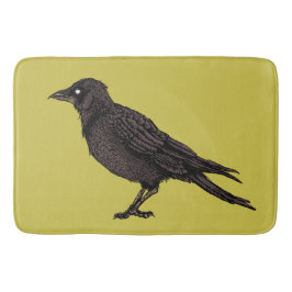 Alfombrilla De Baño Raven Creepy Crow Green Gothic Ink Art