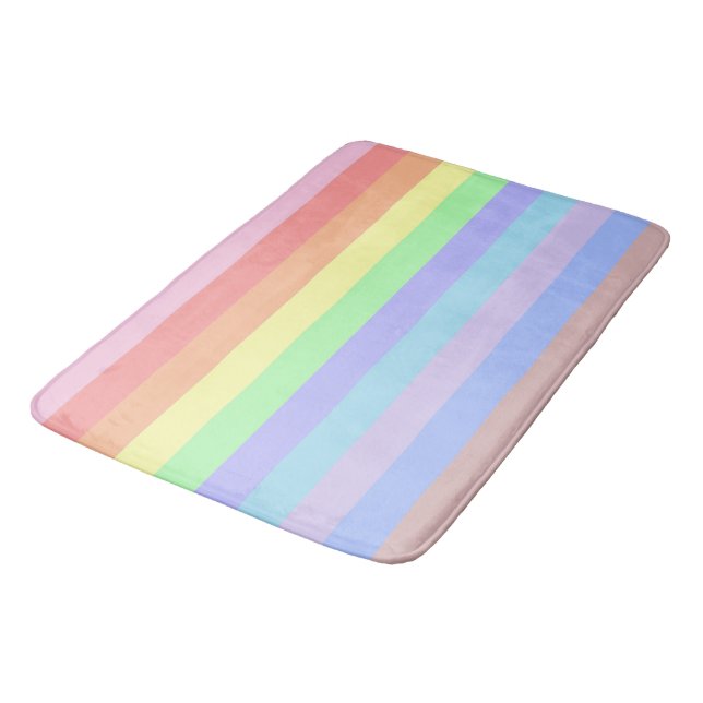 Alfombrilla De Baño Rayas arcoiris pasteles (Angular)