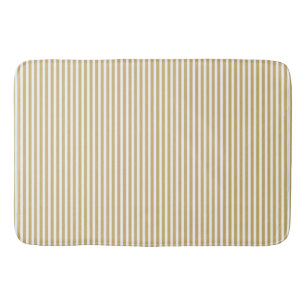 Alfombrilla De Baño Rayas beige y blancas de color caqui de la cabaña