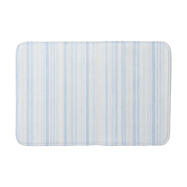 Alfombrilla De Baño Rayas Blancas Azul Bebé (Anverso)