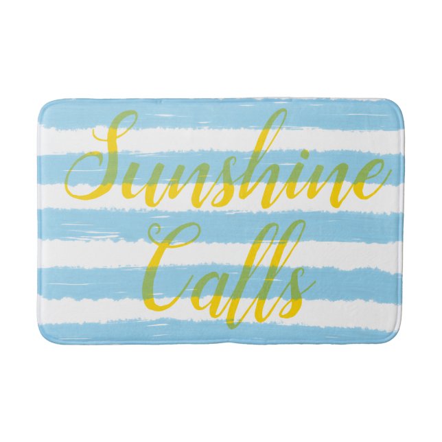 Alfombrilla De Baño Rayas blancas de color azul claro (Anverso)