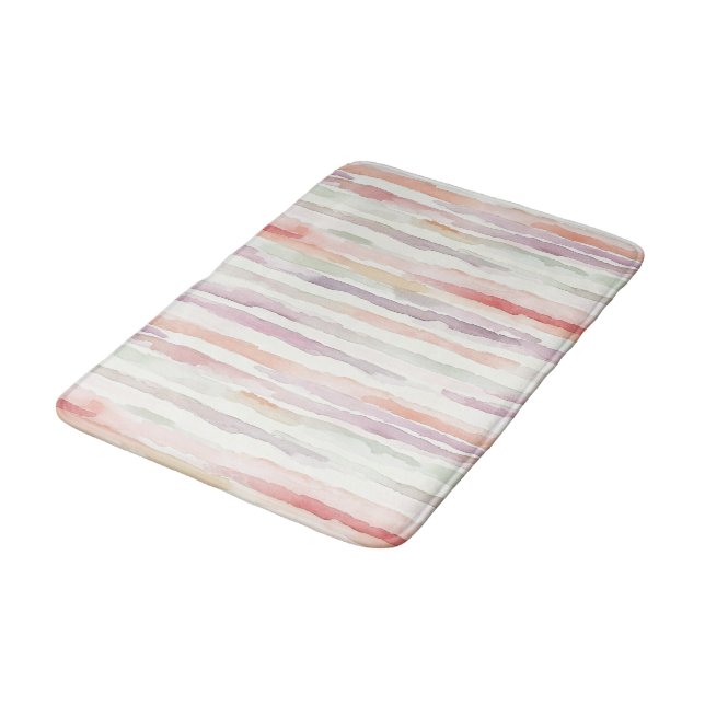 Alfombrilla De Baño Rayas Blancas Rosa Melón Lavanda (Angular)