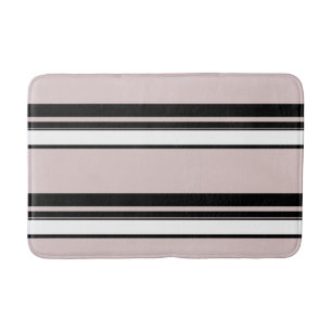Alfombrilla De Baño Rayas Blancas Rosadas Beige Negras Elegantes Raya