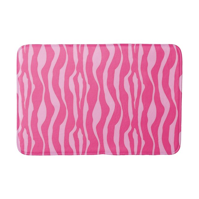 Alfombrilla De Baño Rayas cebra - Fuchsia y rosa claro (Anverso)