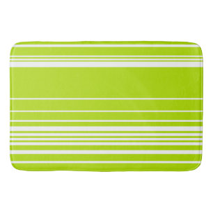 Alfombrilla De Baño Rayas complejas en verde limón y blanco
