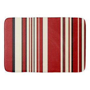 Alfombrilla De Baño Rayas complejas - rojo y crema