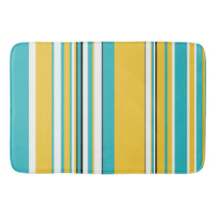 Alfombrilla De Baño Rayas complejas - turquesa y amarilla