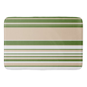 Alfombrilla De Baño Rayas complejas: verde blanco, arena y pálido