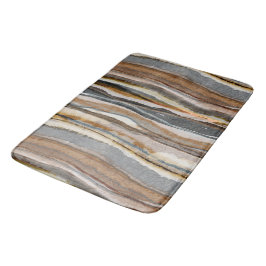 Alfombrilla De Baño Rayas de Ágata Abstractas Tonos Neutros de Tierra