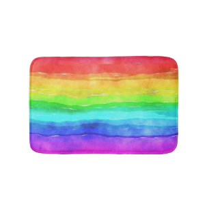 Alfombrilla De Baño Rayas de arcoiris de color de agua Diseño Mat