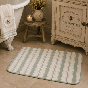 Alfombrilla De Baño Rayas de Campo Francés de Salvia Silenciada Rúst