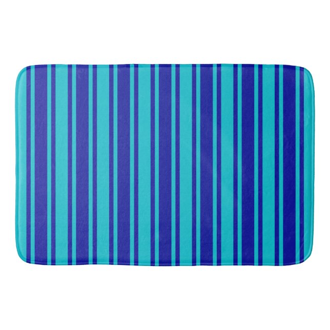 Alfombrilla De Baño Rayas de caramelo azul turquesa (Anverso)