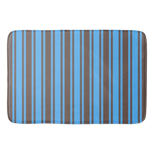 Alfombrilla De Baño Rayas de caramelo marrón y azul (Anverso)